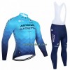 Fietskleding (Fietsshirt Lange Mouw + Lange Koersbroek) 2023 Astana Qazaqstan - Blauw